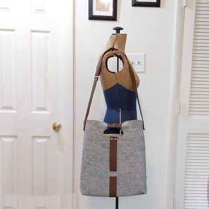 Gray and Brown Women's Tote Bag
